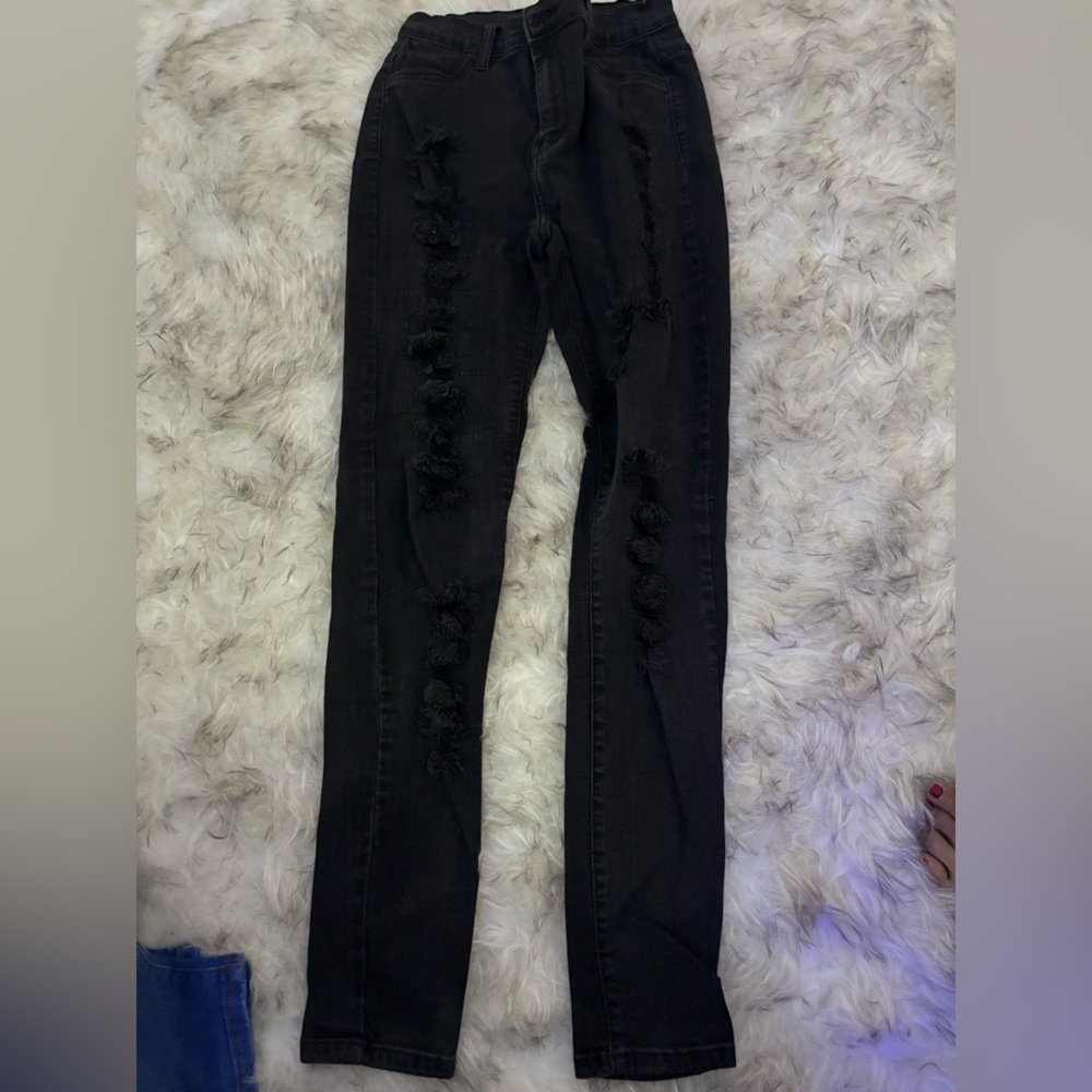 Encore Jeans Black Distressed Skinny Jeans